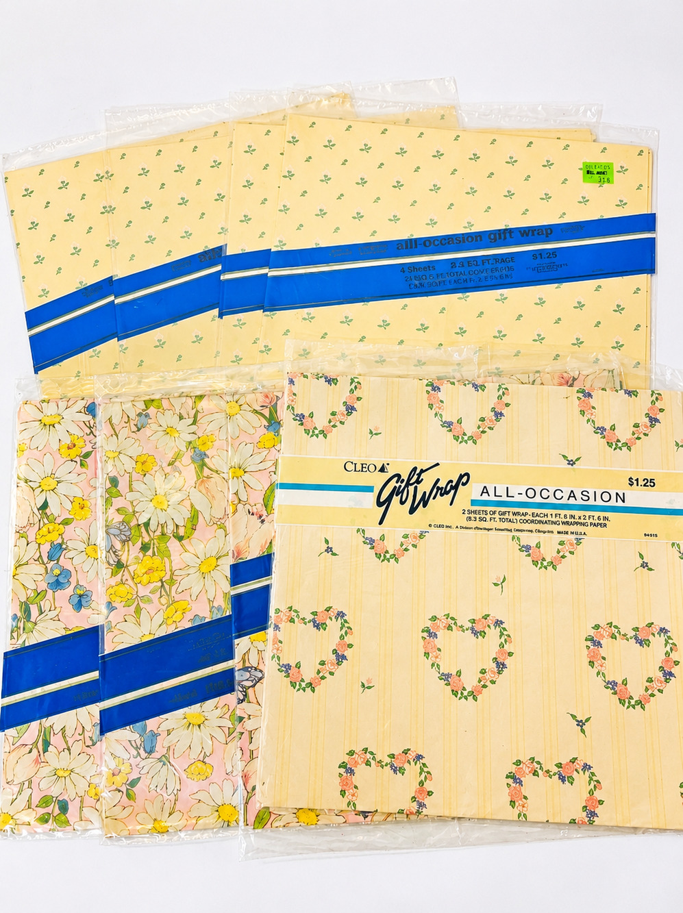 Vintage wrapping paper bundle of 8 packs new old stock cottagecore floral